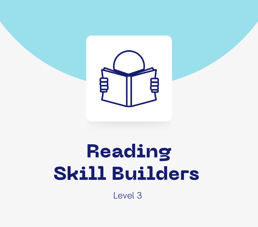 Reading Skills Builders Level Three with person reading icon.